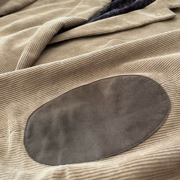 Chaps Tan Corduroy Blazer Size 46 Long Elbow Patches Sport Coat - Picture 13 of 15